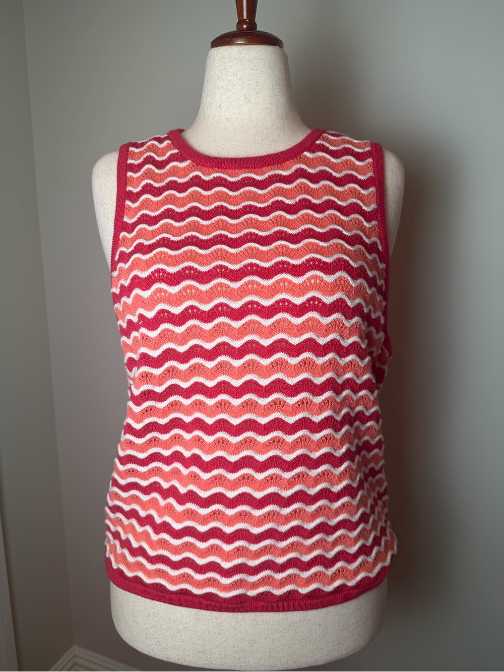 NWT Marine Layer Red & Cream Wave-Stripe Knit Tank